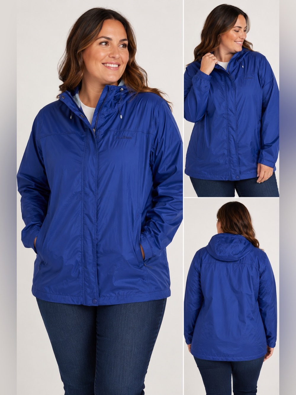 L.L.Bean Blue Waterproof Hooded Rain Jacket Windbreaker Women’s 2X Regular